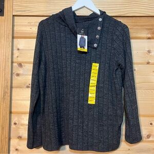 Rafaella Gray Button-Accent Blouse